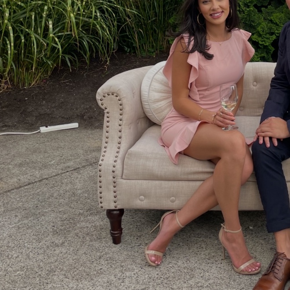 Pink Ruffle Hem Mini Dress